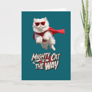 Cute Persian Cat Superhero Greeting Card