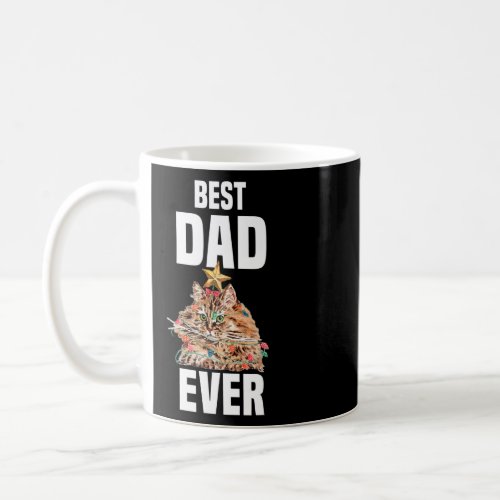Cute Persian cat with fairy lights Best Dad Ever  Coffee Mug