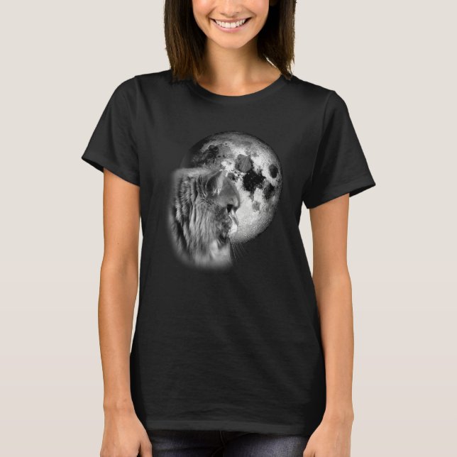 cute Persian Cat with Moon Cat T-Shirt (Front)