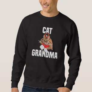 Cute Persian cat with reindeer costume Cat Grandma Sweatshirt