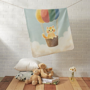 Cute Persian Kitten Balloon Pastel Baby Blanket