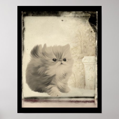 Cute Persian Kitten Vintage Look Poster