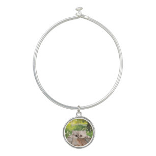Cute Persian Peeking Cat Bangle Bracelet