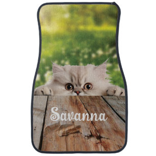 Cute Persian Peeking Cat  Car Floor Mat