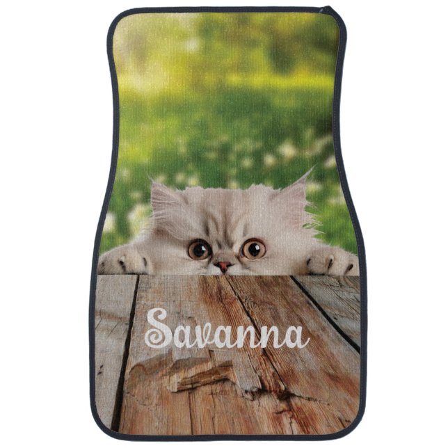 Cute Persian Peeking Cat  Car Floor Mat (Front)