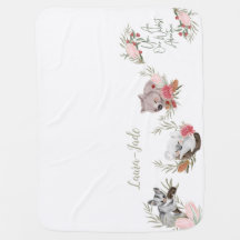 Cute Personalised Australian Native Baby Blanket