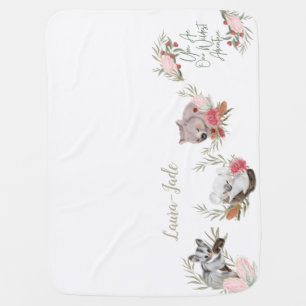 Cute Personalised Australian Native Baby Blanket