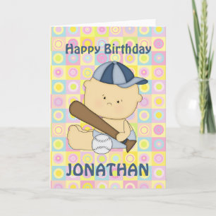 Cute personalised baseball kid birthday cards