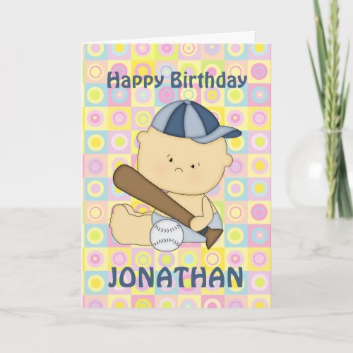 Cute personalised baseball kid  birthday cards