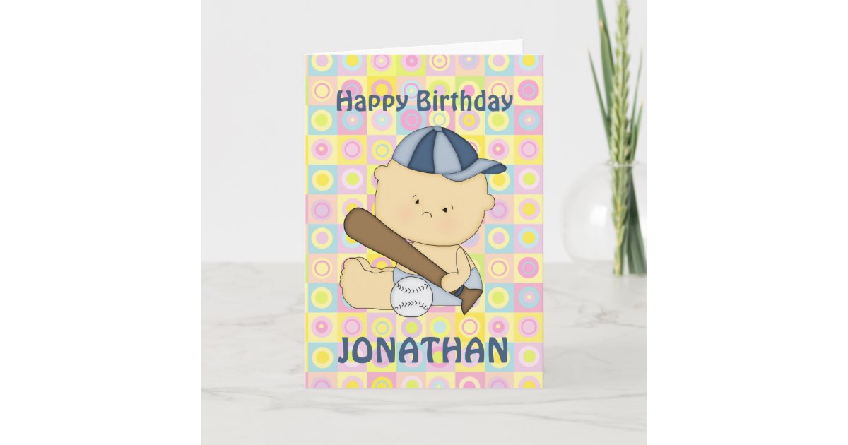 Cute personalised baseball kid birthday cards | Zazzle