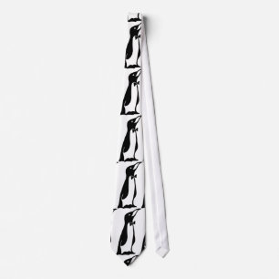 Cute Personalised Black White Penguin Neck Tie