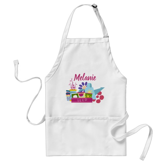 Cute Personalised Gardening Adult Apron (Front)