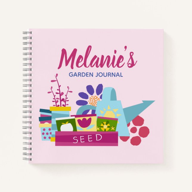 Cute Personalised Gardening Journal Pink (Front)