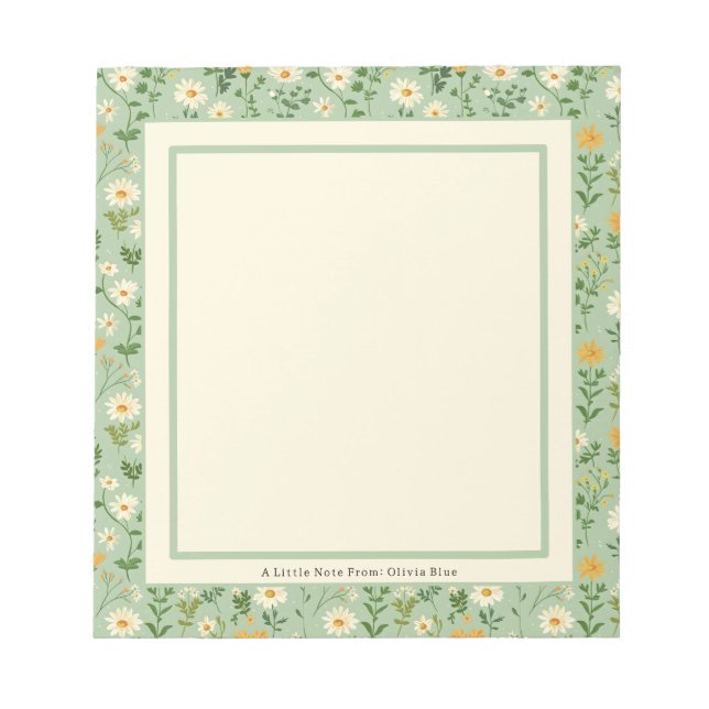Cute Personalised Green Floral Botanical Note List (Front)
