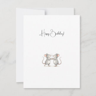 Cute Personalised Happy Birthday Mice. Note Card