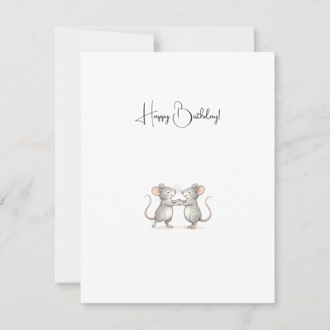 Cute Personalised Happy Birthday Mice. Note Card (Front)