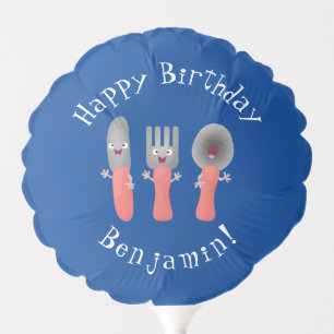 Cute personalised knife fork and spoon birthday balloon