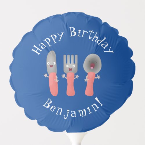 Cute personalised knife fork and spoon birthday balloon