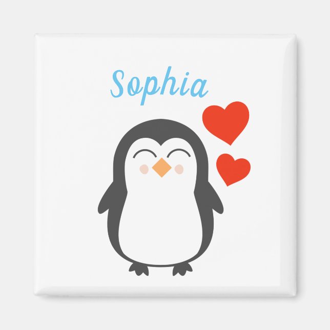 Cute Personalised Penguin  Magnet (Front)