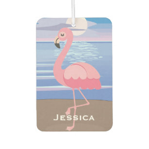 Cute Personalised Tropical Island Flamingo Air Freshener