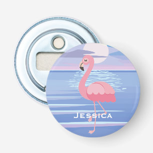 Cute Personalised Tropical Island Flamingo Bottle Opener