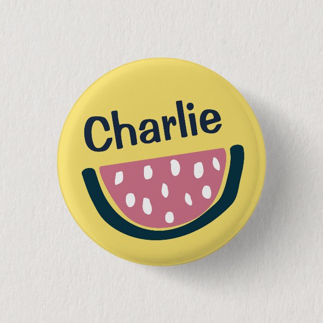Cute Personalised Watermelon Art Button (Front)