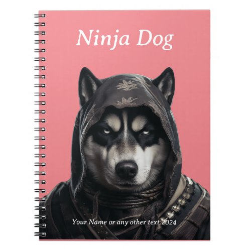 Cute Personalizabl Ninja Dog Notebook  Peach Fuzz