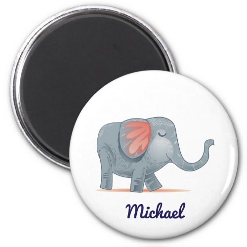 Cute Personalizable Grey pink  Elephant Magnet