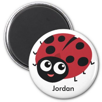 Cute Personalizable Red Ladybug Add Your Name Magnet by CitronellaKids at Zazzle