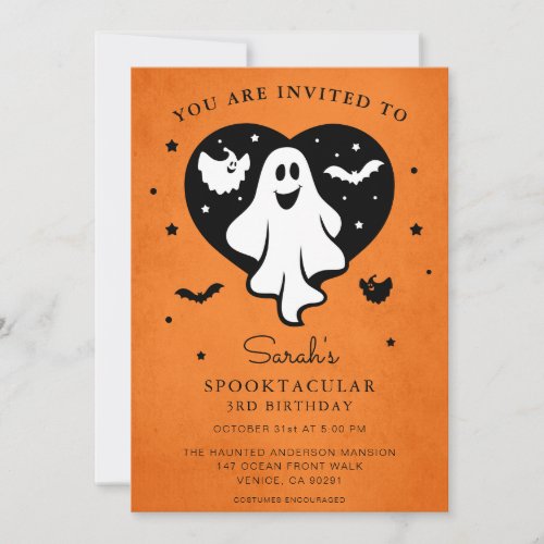 Cute Personalize Halloween Ghost Heart Bat Invitat Invitation