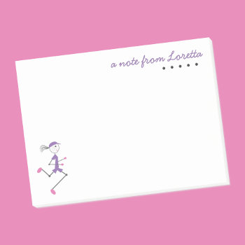 Cute Personalize Lady Running Custom Name Template Post-it Notes by BiskerVille at Zazzle