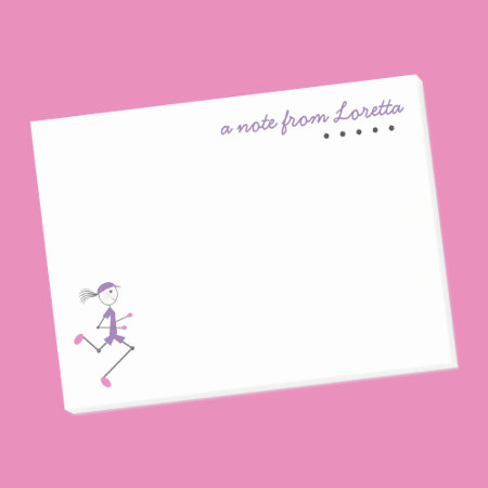Cute Personalize Lady Running Custom Name Template Post-it Notes