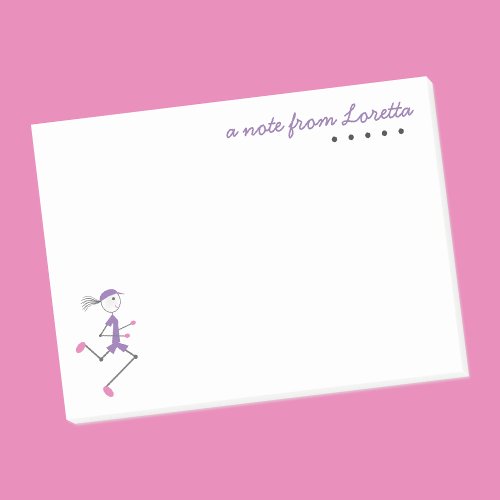 Cute Personalize Lady Running Custom Name Template Post_it Notes