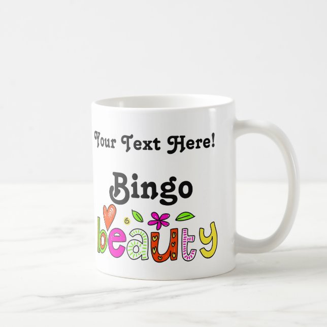 Cute Personalize Modern Bingo Beauty Girly Custom Coffee Mug (Right)