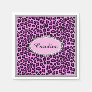 Cute personalize Pink Leopard cheetah Napkins
