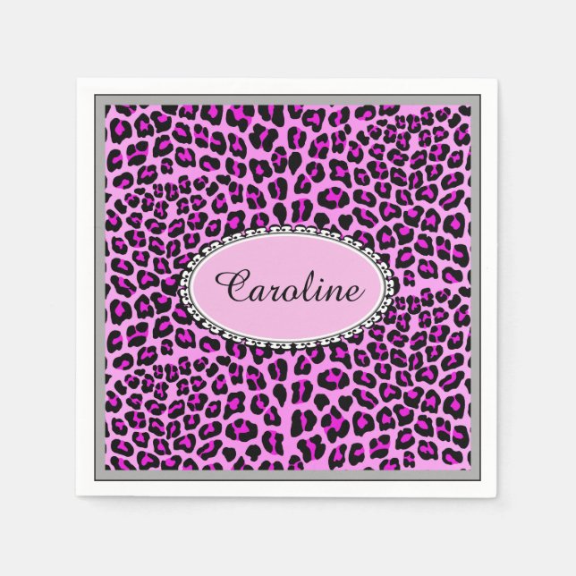 Cute personalize Pink Leopard cheetah Napkins (Front)
