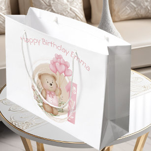 Baby Girl 1st Birthday Pink Scrapbook Small Gift B Small Gift Bag