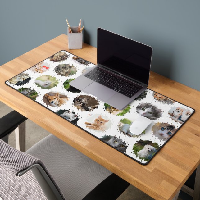 Cute Personalized 24 Photo Collage Desk Mat (Office 2)