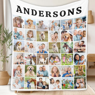 Cute Personalized 36 Photos Collage Birthday Gift Fleece Blanket