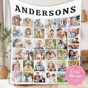 Cute Personalized 36 Photos Collage Birthday Gift Sherpa Blanket