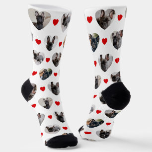 Cute Personalized 6 Heart-Shaped Pet Photos Socks