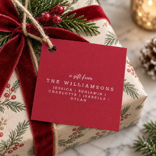 Cute Personalized A Gift From Modern Crimson Red Favor Tags