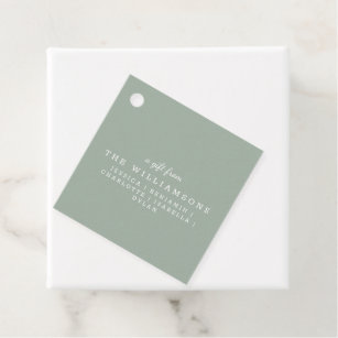 Cute Personalized A Gift From Modern Sage Green Favor Tags