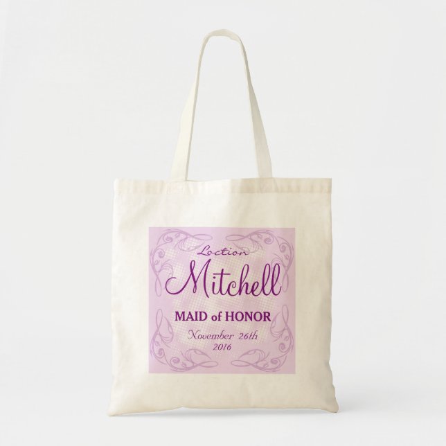 Cute personalized abstract maid of honor wedding tote bag (Front)