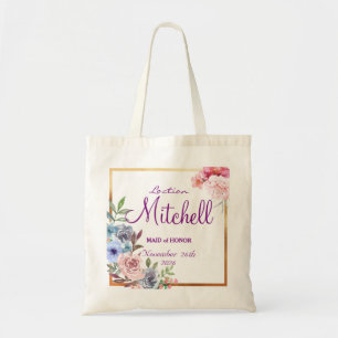 Cute personalized abstract maid of honor wedding tote bag