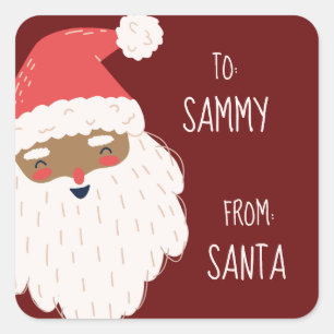 Cute Personalized African American Santa Gift Tags