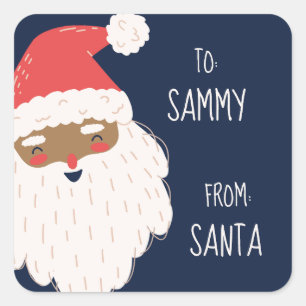 Cute Personalized African American Santa Gift Tags
