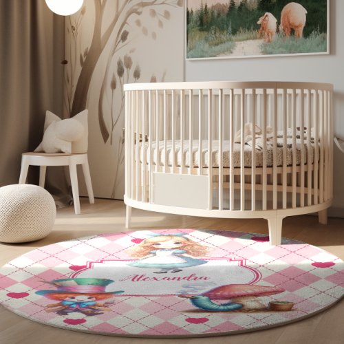 Cute Personalized Alice in Wonderland Rug