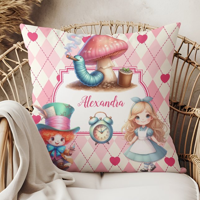 Cute Personalized Alice in Wonderland Throw Pillow (Creator Uploaded)