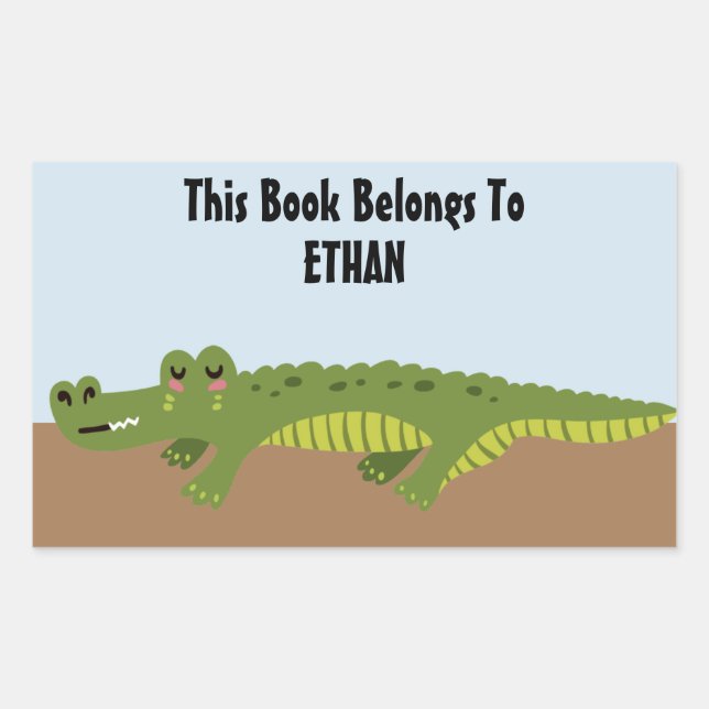 Cute Personalized Alligator Bookplate (Front)
